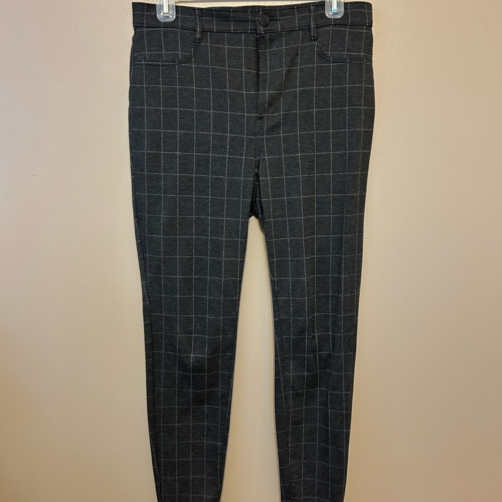 LOFT Dark Gray Checkered Dress Pants